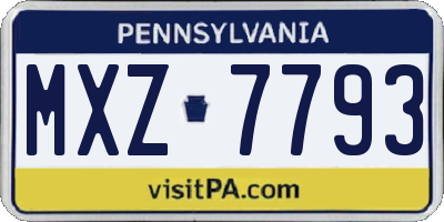 PA license plate MXZ7793