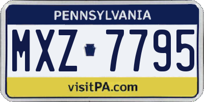 PA license plate MXZ7795