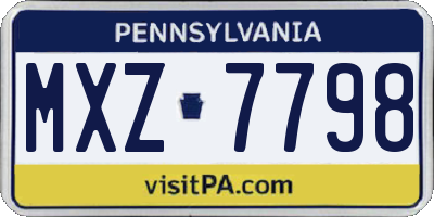 PA license plate MXZ7798