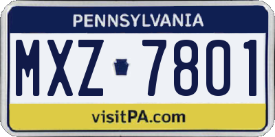 PA license plate MXZ7801