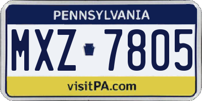 PA license plate MXZ7805