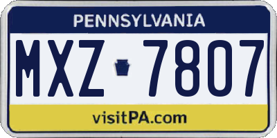 PA license plate MXZ7807