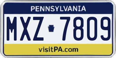PA license plate MXZ7809