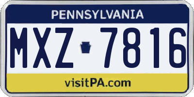PA license plate MXZ7816