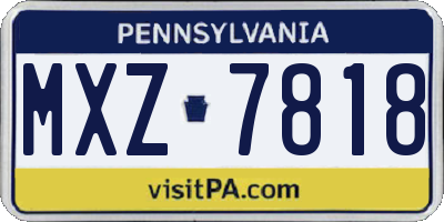 PA license plate MXZ7818