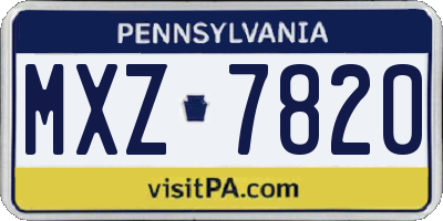 PA license plate MXZ7820