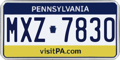 PA license plate MXZ7830