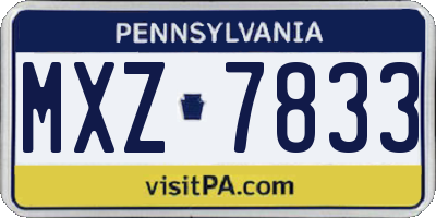 PA license plate MXZ7833