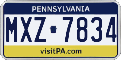 PA license plate MXZ7834