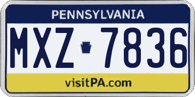 PA license plate MXZ7836