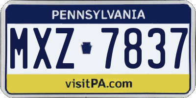 PA license plate MXZ7837