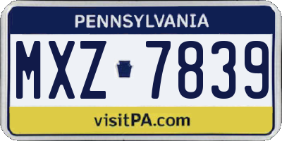 PA license plate MXZ7839