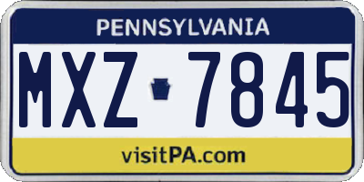 PA license plate MXZ7845