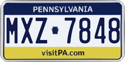 PA license plate MXZ7848