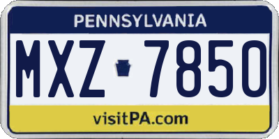 PA license plate MXZ7850