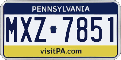 PA license plate MXZ7851