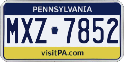 PA license plate MXZ7852