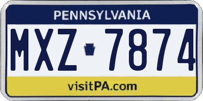 PA license plate MXZ7874