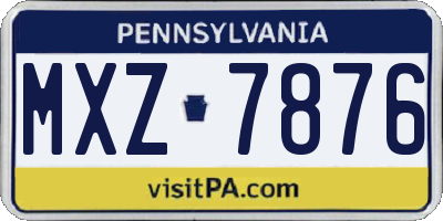 PA license plate MXZ7876