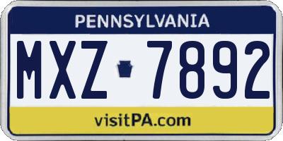 PA license plate MXZ7892