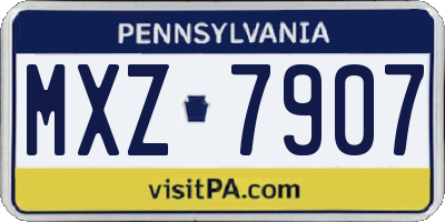 PA license plate MXZ7907
