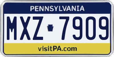 PA license plate MXZ7909