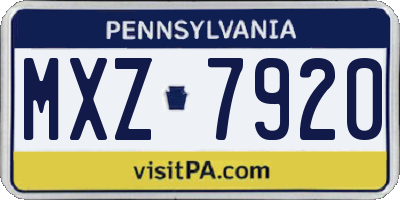 PA license plate MXZ7920