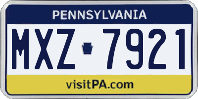 PA license plate MXZ7921