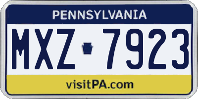 PA license plate MXZ7923