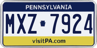 PA license plate MXZ7924
