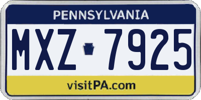 PA license plate MXZ7925