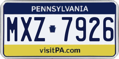 PA license plate MXZ7926