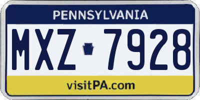 PA license plate MXZ7928