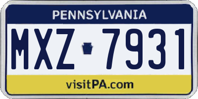 PA license plate MXZ7931