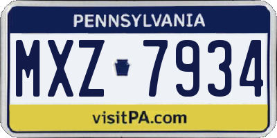 PA license plate MXZ7934