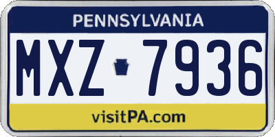 PA license plate MXZ7936