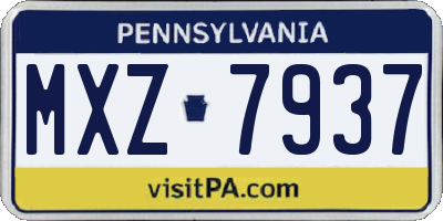 PA license plate MXZ7937