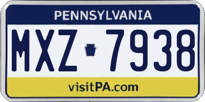 PA license plate MXZ7938