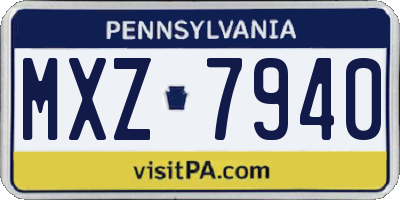 PA license plate MXZ7940