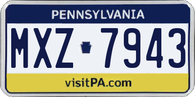 PA license plate MXZ7943