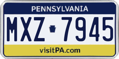 PA license plate MXZ7945