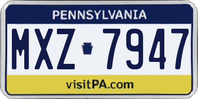 PA license plate MXZ7947