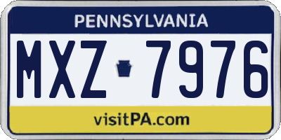 PA license plate MXZ7976