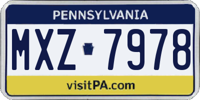 PA license plate MXZ7978