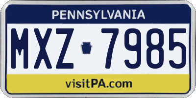 PA license plate MXZ7985