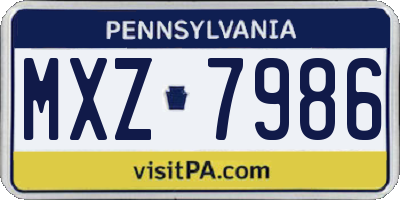 PA license plate MXZ7986
