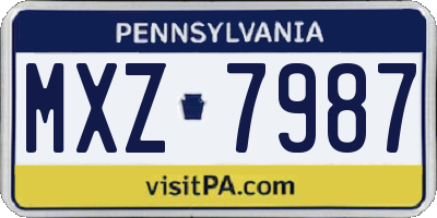PA license plate MXZ7987