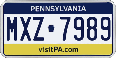 PA license plate MXZ7989