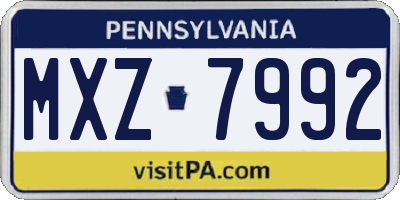 PA license plate MXZ7992
