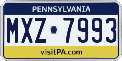 PA license plate MXZ7993